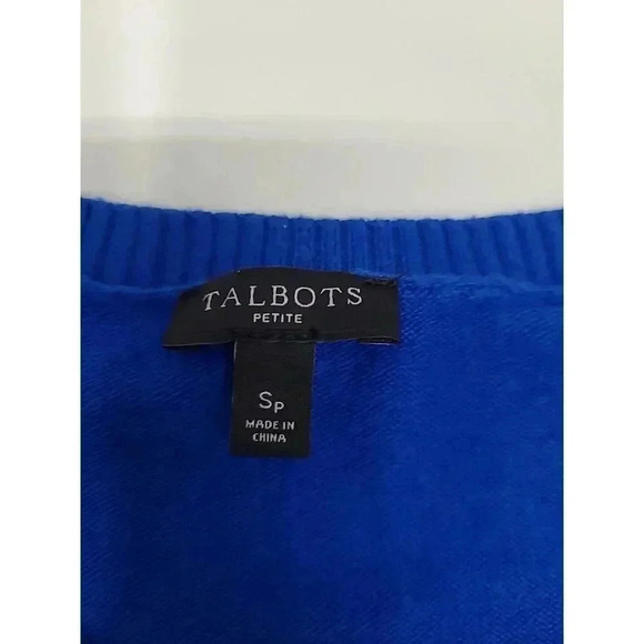 Talbots Lightweight Sweater Women's Size Petite Small Blue Button Accents - Picture 4 of 6